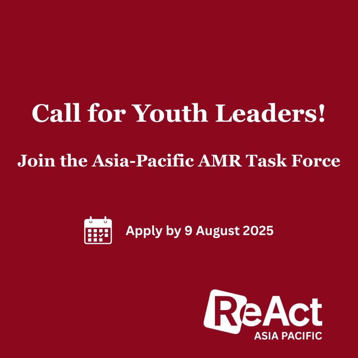 Call for Applications! Youth Engagement Task Force on Antimicrobial Resistance (AMR) in Asia-Pacific