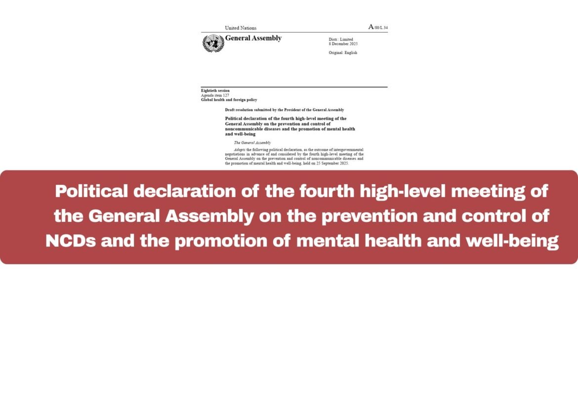 Political declaration of the fourth high-level meeting of the General Assembly on the prevention and control of NCDs and the promotion of mental health and well-being